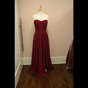Hayley Paige Occasions Strapless Long Chiffon Bridesmaid Dress 10